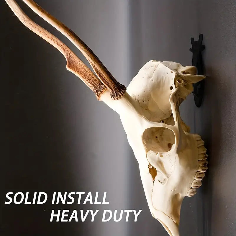 Heavy-Duty Steel European Antler Style Skull Hanger Wall Mount Bracket